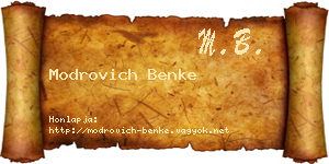 Modrovich Benke névjegykártya